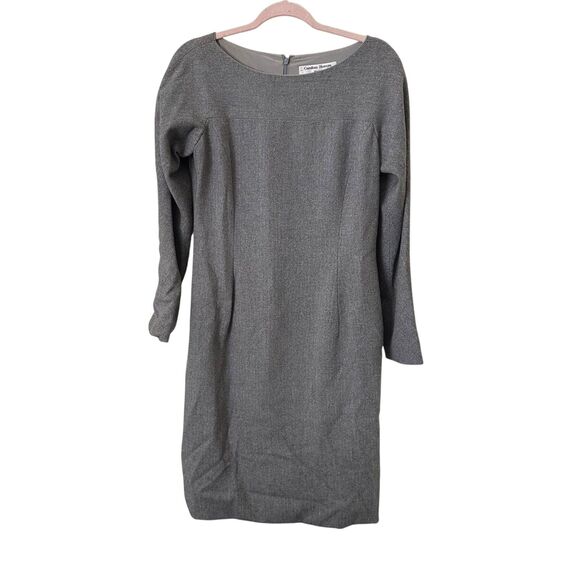 CAROLINA HERRERA Vintage Wool Dress Gray Sz 8 - Picture 2 of 5